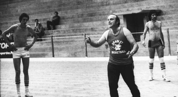 Entrenamiento de la selección cordobesa para el Provincial de 1979. Jorge Ferrini, Antonio Brkljacic y Eduardo Chalub.